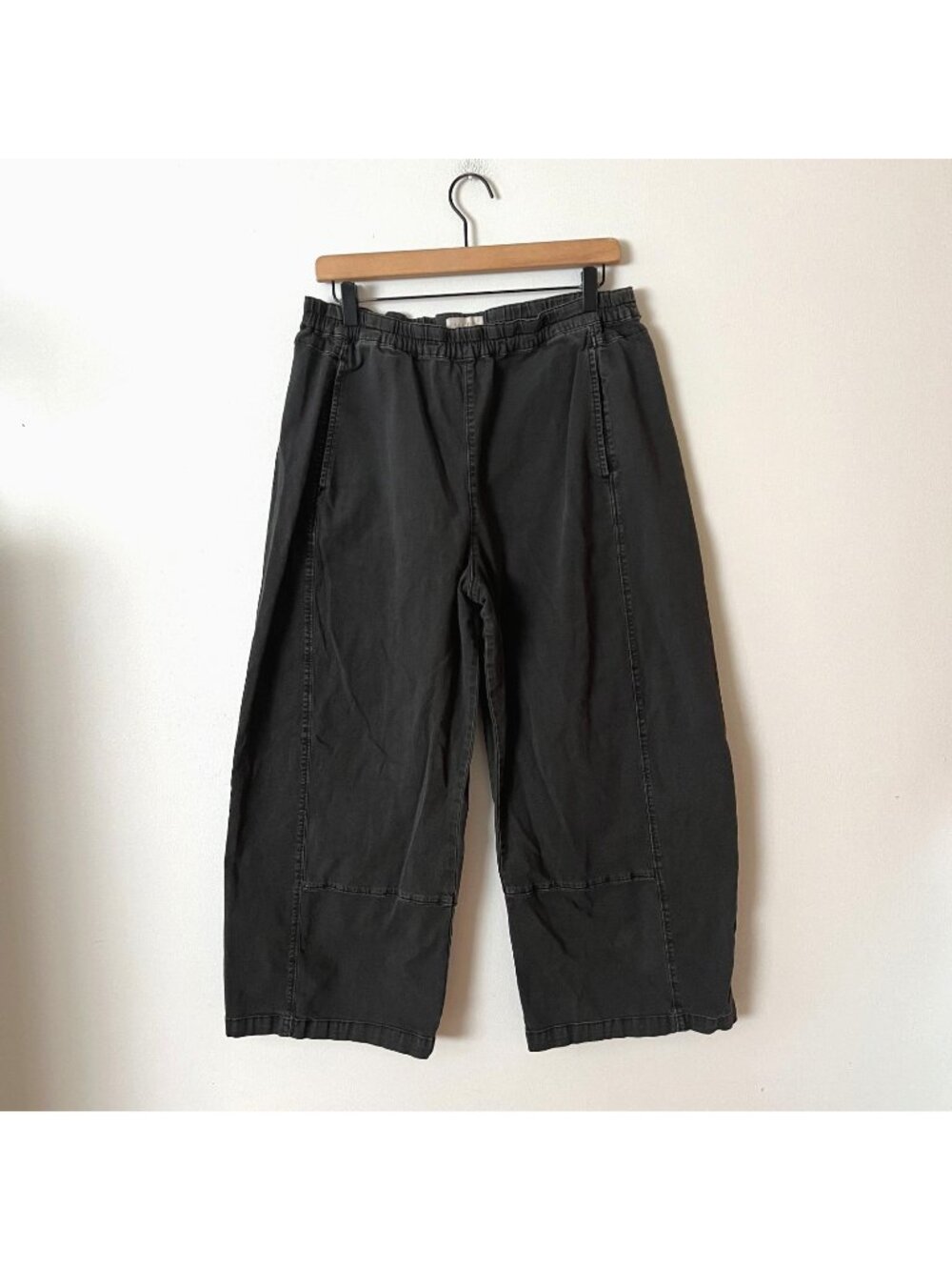 Pilcro Izzie Relaxed Pull-On Canvas Barrel Pants Gray Women's Size Large